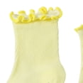 thumbnail image 5 of ITSAME Baby Girls Crew Socks Ruffle Cuff Breathable Cotton Thin Solid Color Mid-Calf Casual Socks for Infants Yellow Size 12M, 5 of 7
