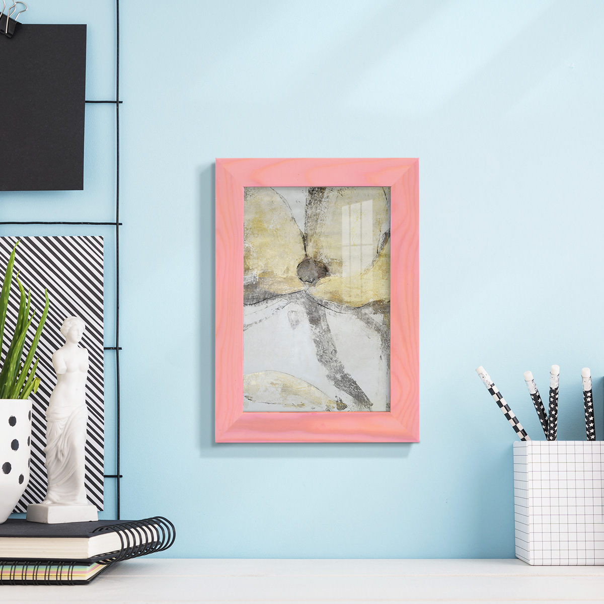 Une Fleur I - Framed Print w/glass - Sunset Pink