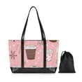 thumbnail image 7 of FORMRS Canvas Laptop Tote Bag for Women with 15.6" Computer Compartments Shoulder Handbag, Brown Hand Drawn Cups, 7 of 7