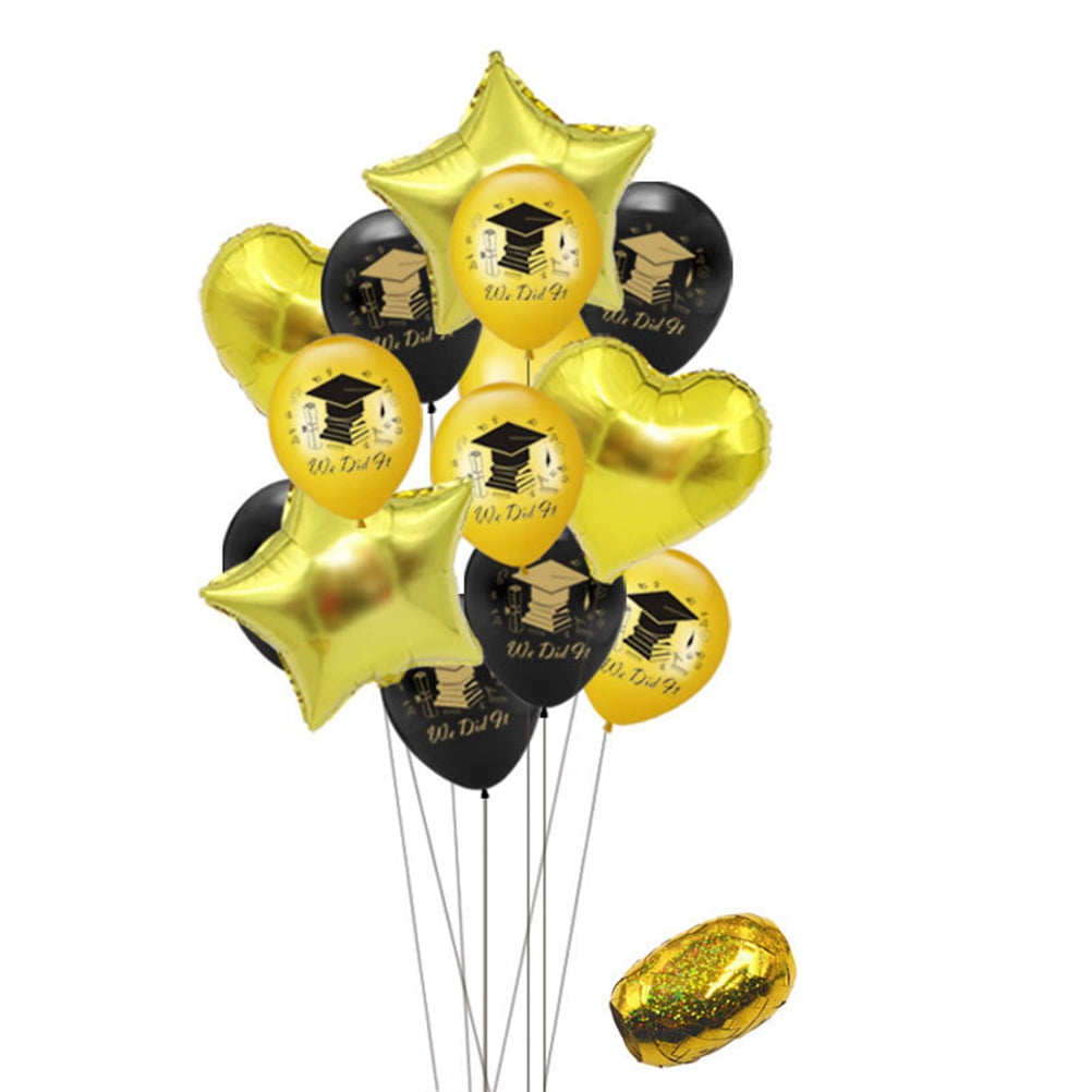 OUNONA 15pcs Creative Graduation Latex Balloons Set Foil Balloon Star