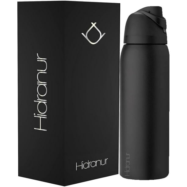 Termo Botella de Agua 32 Oz Hidranur, Tapa Hermética Antifugas, Negro