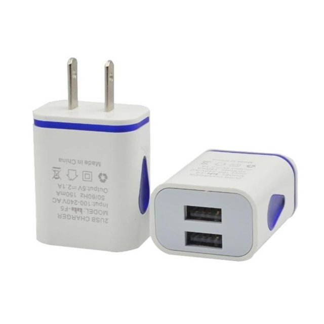 2pcs 2A Quick Charging Dual Quick Charger High-speed USB Ports LED Poratble Universal Phone Home Office Charger US Plug