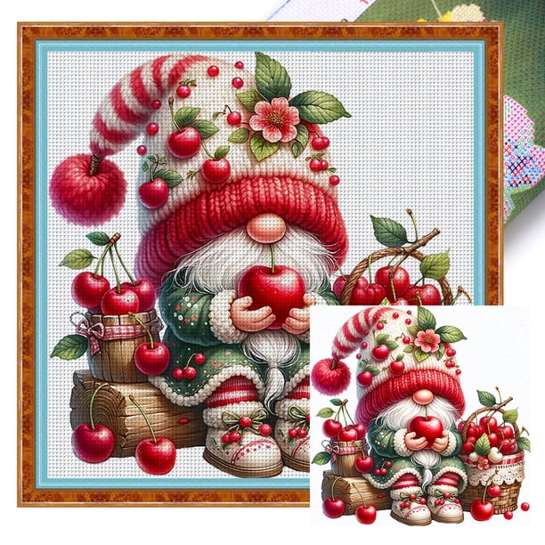 Hilo Algodón Ecológico Bordado Punto Cruz Con Cereza 11CT 45x45cm