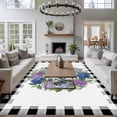 thumbnail image 5 of Rectangle Rug 6x9ft Area Rug, Summer Hydrangea Leaf Area Rugs for Living Room Bedroom, Purple Blue Flower Buffalo Check Floor Mat Non-Slip Non-Shedding Carpet Indoor Accent Rugs, 5 of 9
