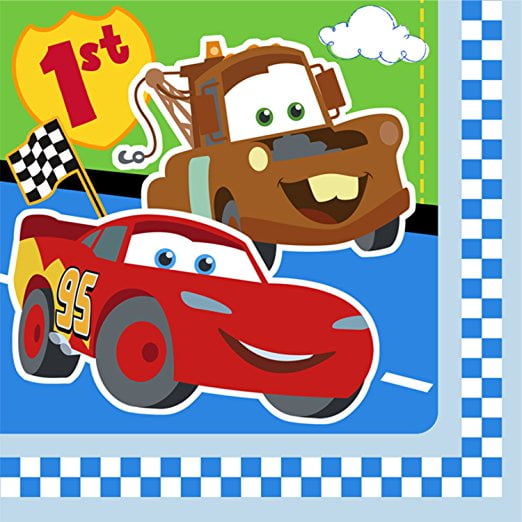 Cars 1st Birthday 7" Luncheon Napkins (16 Pack) - Party Supplies