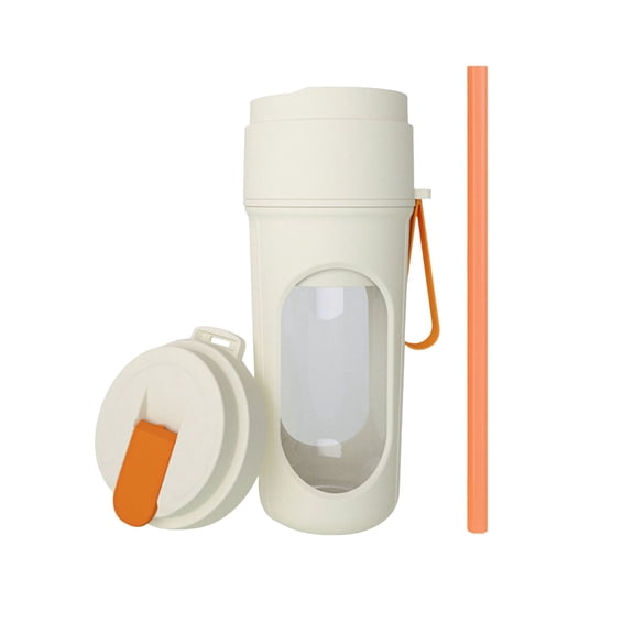 Portable Rechargeable Mini Blender - 2 Lids Travel Juicer with Straw & Stirring Function, USB Charged Personal Smoothie Maker, Compact Blender for Shakes Smoothies On-the-Go