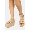 thumbnail image 6 of WINDRUSH Cage Wedge Leather Sandal in Nude, 6 of 7