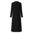 thumbnail image 6 of Fangasis Ladies Dress Long Sleeve Maxi Dresses Solid Color Women Retro Casual Autumn Black M, 6 of 9