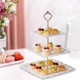thumbnail image 2 of European-Style Dessert Stand SquareShape Three-Tier Fruit Tray Luxurious Candy Dishes Living Room Coffee Table Nut Tray Snack Dishes Cake Stand (White), 2 of 6