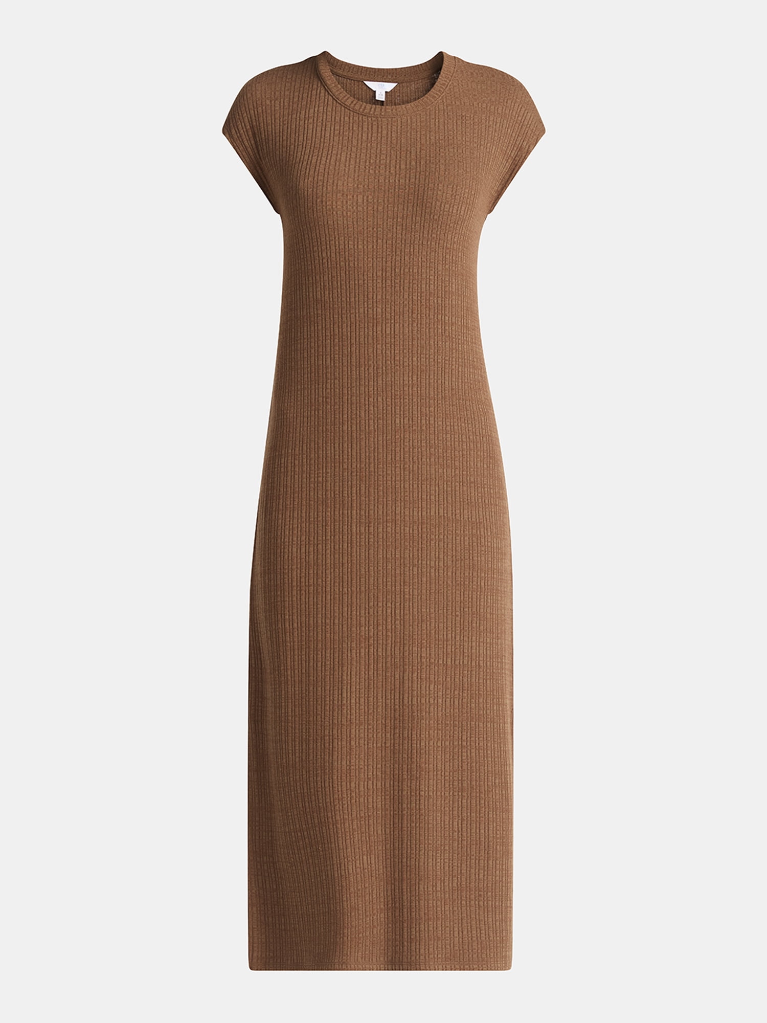 Time and Tru Women's Ribbed Column Dress with Short Sleeves, XS-XXXL
