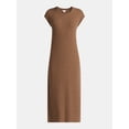 thumbnail image 4 of Time and Tru Women's Ribbed Column Dress with Short Sleeves, XS-XXXL, 4 of 4