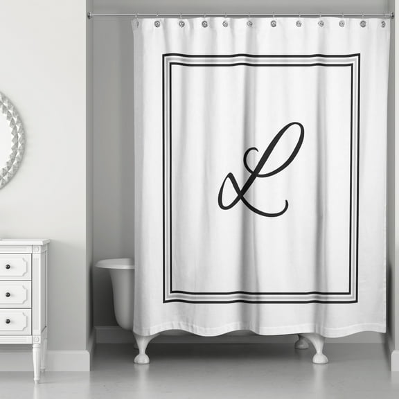 Creative Products Classic White Monogrammed Shower Curtain - L