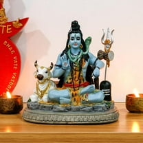 alikiki Indian God Lord Shiva Statue - Gifts for Indian Hindu 6.7" H Shiva Idol W/Cow Indian Return Gifts Yoga Studio Meditation Room Spiritual Decor Home Office Mandir Altar Pooja Item