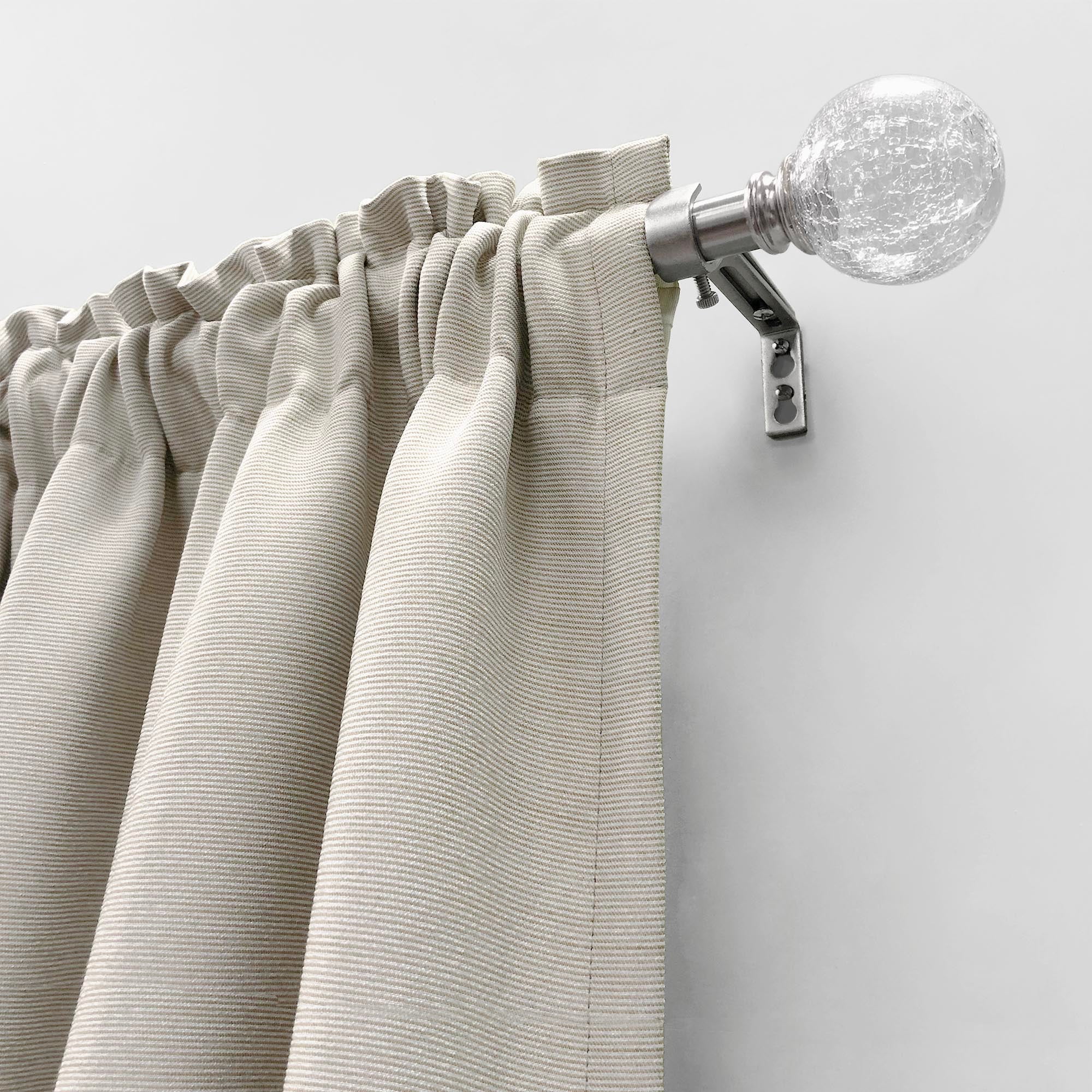 Lumi 66 in. - 120 in. Telescoping 3/4 in. Single Curtain Rod Kit in Brushed Nickel with Crackled Ball Finial