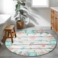 thumbnail image 3 of Small Round Rug 3Ft Washable Non-Slip, Beach Coastal Circle Area Rugs for Living Room Bedroom, Summer Coral Starfish Nautical Ocean Retro Indoor Floor Mats Carpet Runner for Home Decor, 3 of 8