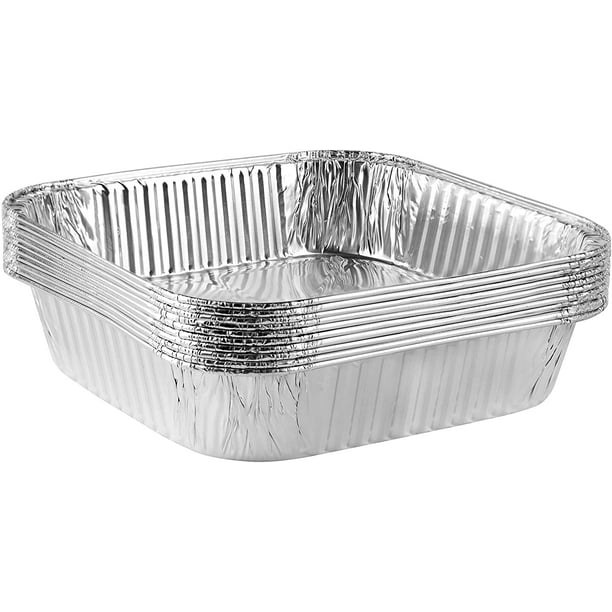 Plasticpro Disposable 8'' X 8'' X 2'' Inch Square Aluminum Tin Foil
