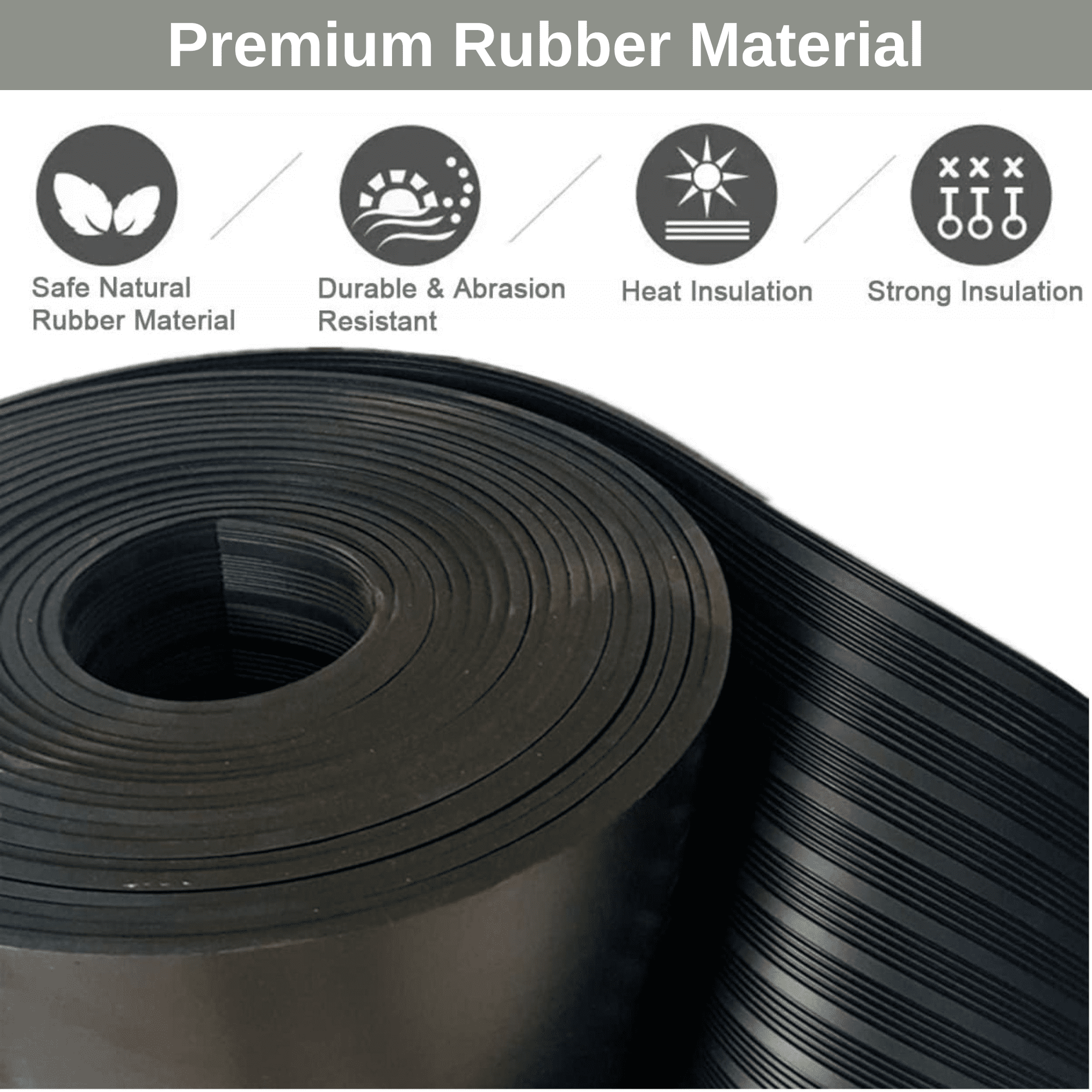 Qunbio Corrugated Rubber Floor Mat, 3.3ft x 9.8ft Fine Rib Heavy Duty Garage Floor Mat for Home, Entryway, Lab, Indoor Outdoor Floor Protection