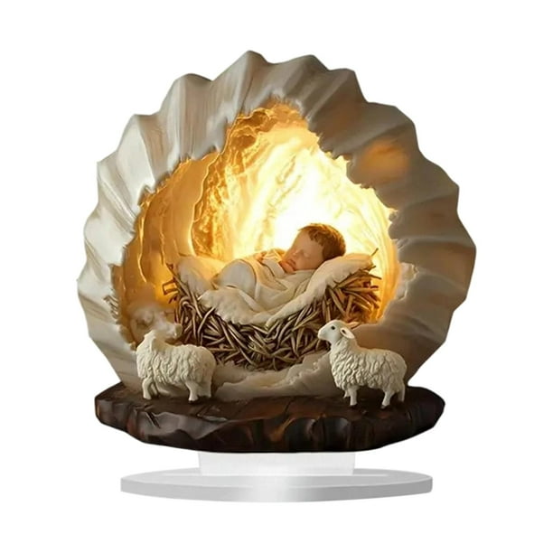 Centro de mesa con decoración de escena navideña 2D con soporte, letrero de mesa acrílico para 23 centímetros