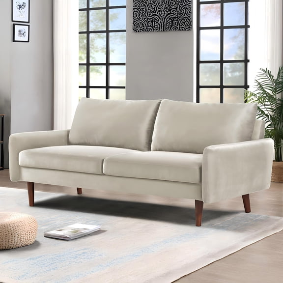 Kent Modern Velvet Sofa, European Sleek Design Couch With Tapered Wooden Legs For Living Room