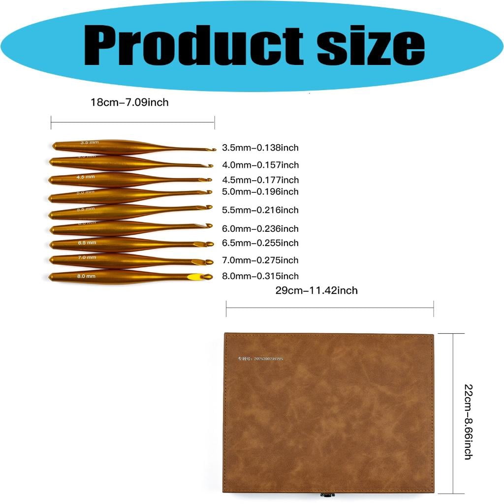 Giaone Alumina Detachable Crochet Hook Set Ergonomic Wood Handle Multiple Sizes Portable Storage Case