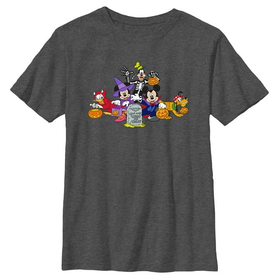 Boy's Mickey & Friends Halloween Group Shot Graphic Tee Charcoal Heather Medium