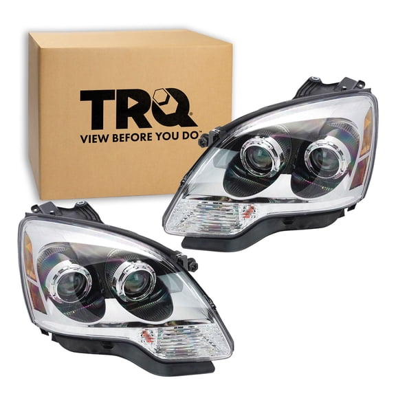 TRQ 2 Piece Headlight Assembly Set Halogen Driver & Passenger Side Fits GMC Acadia 2008-2012 GM2502358 GM2503358 20912393 20912394