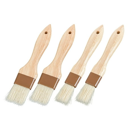 

HOMEMAXS 4pcs Wood Handle Barbecue Brushes Wool Bristles Brush Basting Oil Brush Kitchen Baking Utensil (Small+Medium)