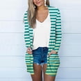 thumbnail image 2 of SELONE Womens Cardigan Sweaters Open in Front Long Sleeve Tunic Cardigans Without Hoodie Striped Lightweight Beach Vacation Wear Green S, 2 of 6