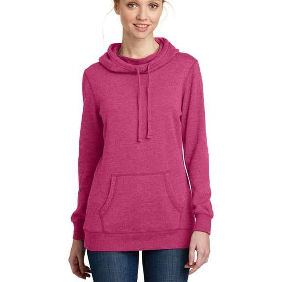 JustBlanks Women's Lightweight Fleece Hoodie, Heathered Pink Azalea, 4XL