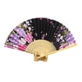 thumbnail image 2 of YAOMOBB Elegant Folding Fan Double Sided Flower Pattern Bamboo Catwalks Lightweight Hand Held Party Props, 2 of 6
