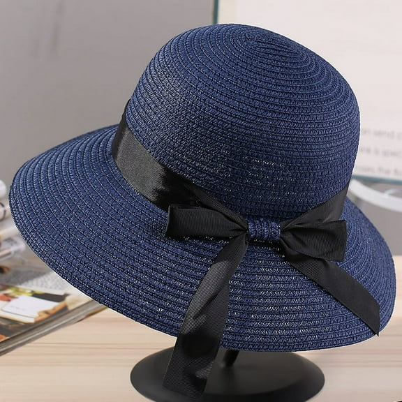 SikaFu Summer New Beach Hats Small Hooded Fashion Ladies Bow Ribbon Ribbon Sun Hat Shaw Hats