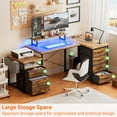 thumbnail image 5 of Homieasy Reversible L Shaped Computer Desk with Fabric File Drawers, 70.8" Large Office Desk with RGB LED Lights & Power Outlets & Monitor Stand & CPU Stand, Sturdy Corner Gaming Desk, Rustic Brown, 5 of 8