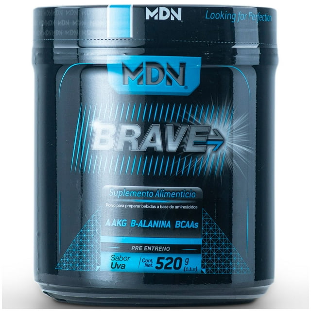 Mdn, Brave Oxido Nitrico, Sabor Uva, 520g - 40 Servicios, Pre Workout MDN Sports Oxido Nitrico Brave Uva