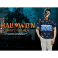 thumbnail image 6 of HAPPY BAY Men's Hawaiian Button Up Short Sleeve Beach Caribbean Shirt Holiday Halloween Costumes Cruise Shirts for Men XS Skull Crossbones Navy, 6 of 6