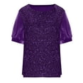 thumbnail image 6 of Turilly Sequin Tops for Women Crew Neck Short Sleeve Dressy Tops Elastic Sparkly Shirts for Party, 6 of 6