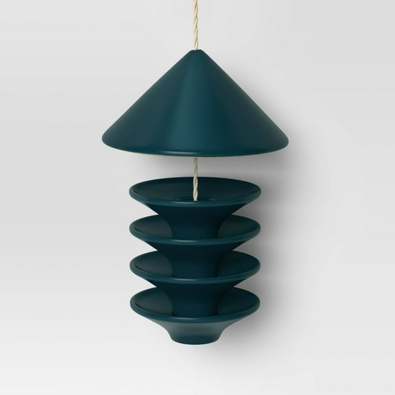 Ceramic Matte Tray Bird Feeder 11.22" Teal"
