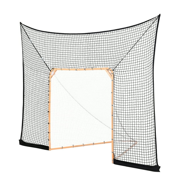 KFFKFF Hockey and Lacrosse Goal Backstop, 12x9 ft Lacrosse Net with Extended Coverage, Quick Easy Setup Complete Accessories Training Net, Backyard Lacrosse Equipment
