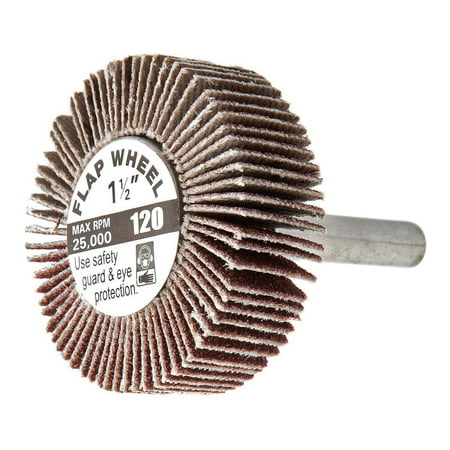 

Forney Flap Wheel 1-1/2 Diameter x 1/2 Wide - 120 Grit high-grade aluminum oxide coating - 30 000 RPM 1 each sold by each