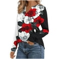 thumbnail image 5 of Qepwscx Womens Shirts Long Sleeve V Neck Tops Casual Basic Tees Dressy 2025 Fall Graphic Tshirts for Women Tunic Tops Floral Print T-Shirt Casual Blouses Dressy Ladies Tops Trendy Clothes S-XXXL, 5 of 6