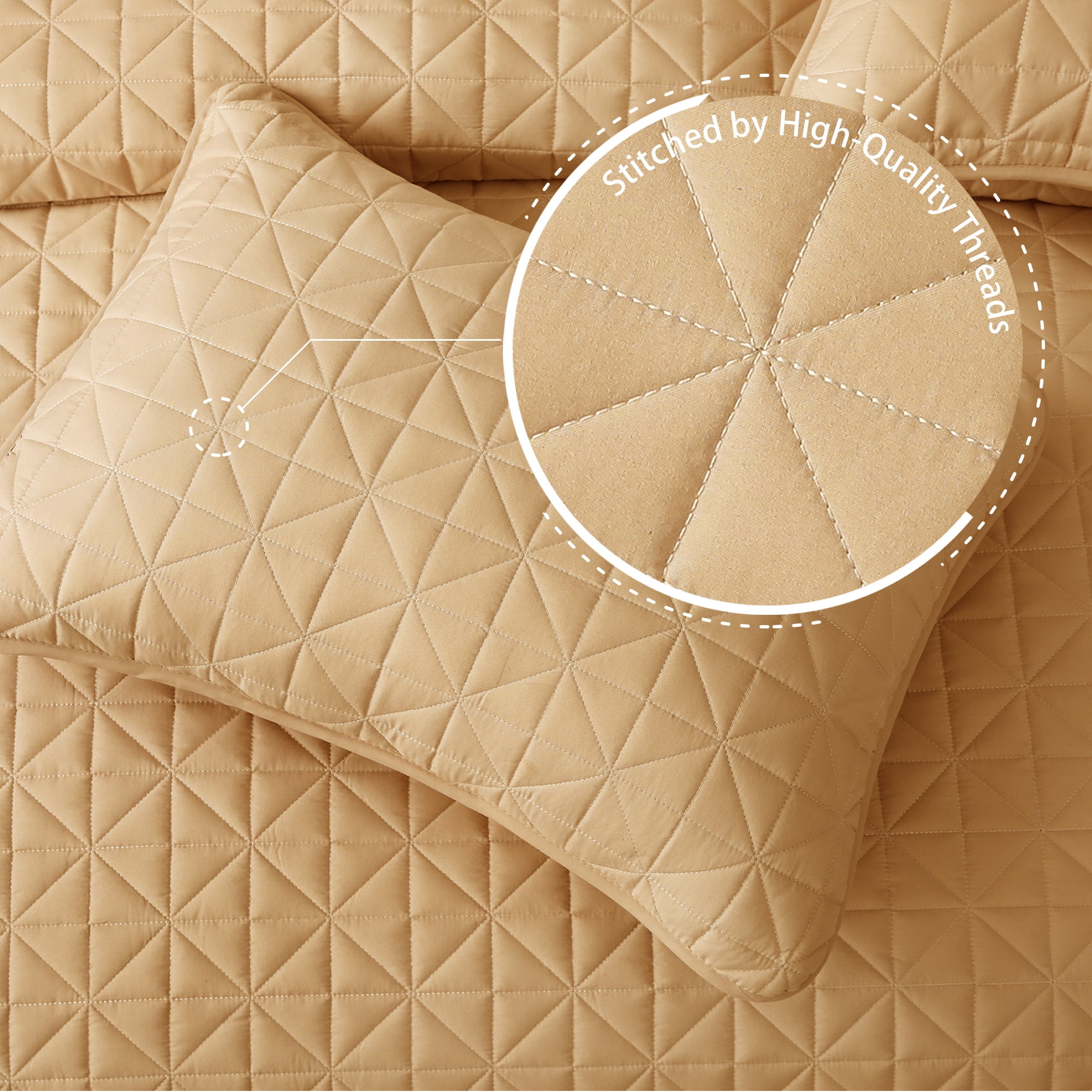 Exclusivo Mezcla Twin Quilt Bedding Set, Lightweight Soft Camel Twin Bedspreads Coverlets with Geometric Stitched Pattern
