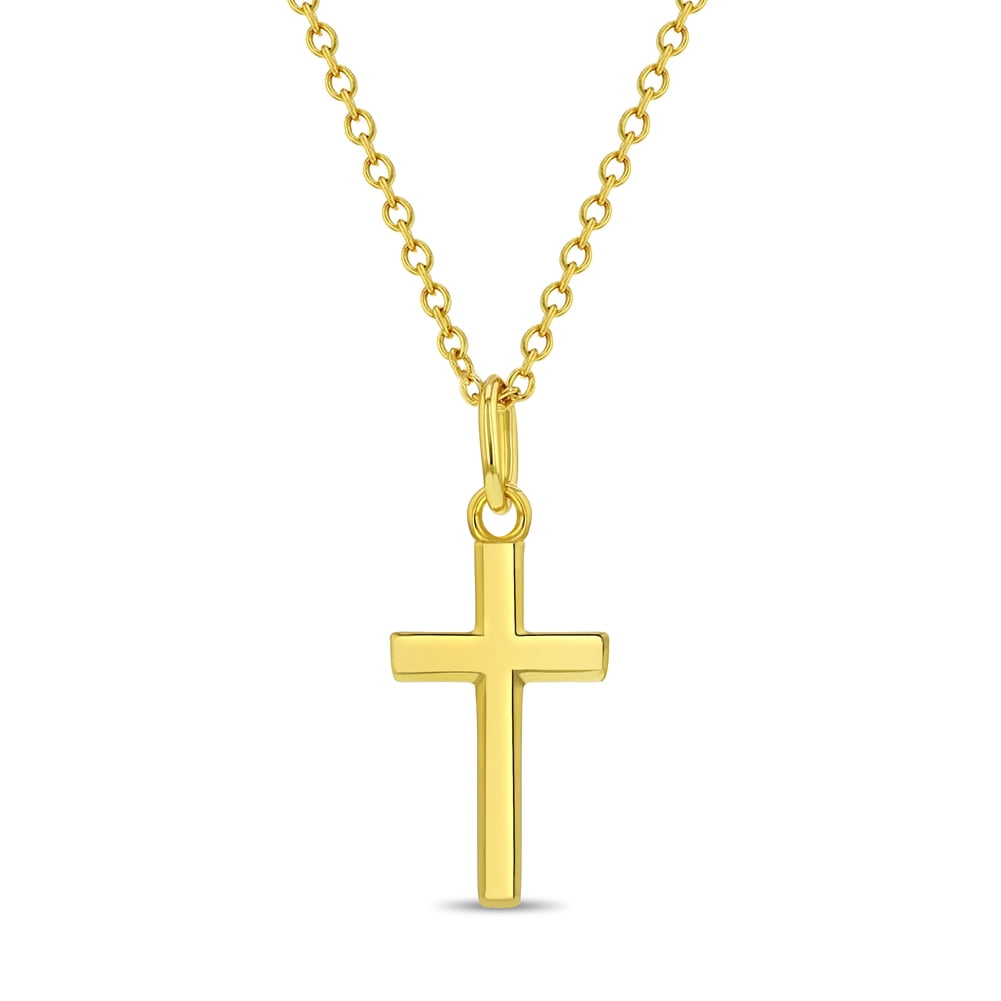 Engraved Sterling Silver Thick Cross Necklace