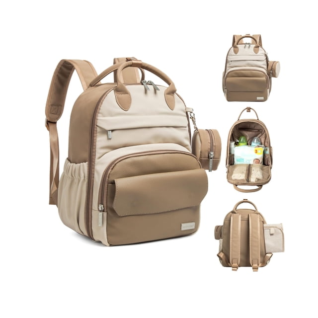 KeaBabies Mochila para pañales - Mochilas multifuncionales para pañales de viaje, bolsas para cambiar pañales para bebés de maternidad, capacidad compacta de 12 litros, cuero de PU, impermeable, unise