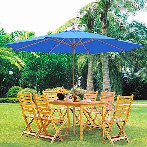 Oversized 13 Feet Market Patio Umbrella Outdoor Furniture Blue 106 Ht German Beech Wood Pole Amp 8 Ribs Frame W Pulley Rope Waterproof Uv Protection For Beach Pool Canopy Sun Block Shade