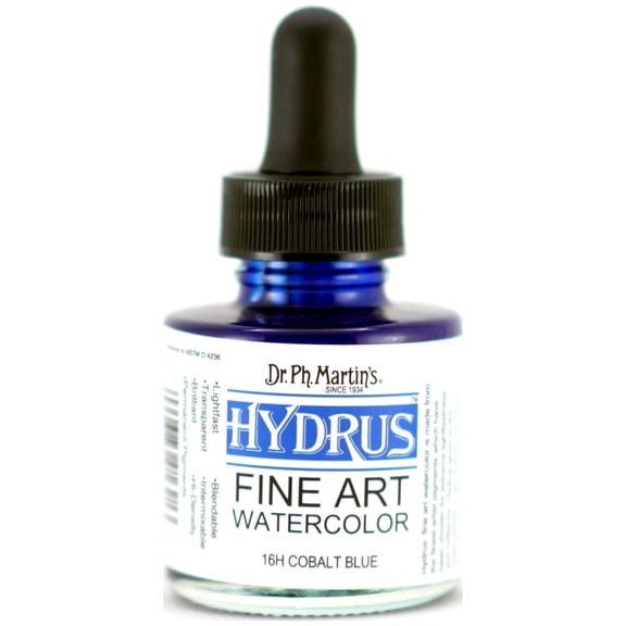 Dr. Ph. Martin's® Hydrus Fine Art Watercolor (16H) Watercolor Bottle, 1.0 US fl oz, Cobalt Blue, 1 Bottle