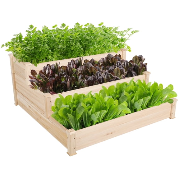 Yaheetech 3 Tier Elevated Raised Garden Bed Planter Box, Wood
