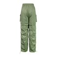 thumbnail image 2 of Gibobby Pantalones deportivos para mujeres Mujer Otoño e Invierno plisado barril recto banda de goma cintura bolsillo pies cierre ropa de trabajo(Verde,G), 2 of 5