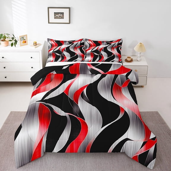 Erosebridal Lines Spiral Bedding Twin Comforter Set,Geometric Stripes Down Comforter,Abstract Artwork Bedding Sets Twin with Comforter,Breathable Swirl Room Decor,Reversible,3pcs