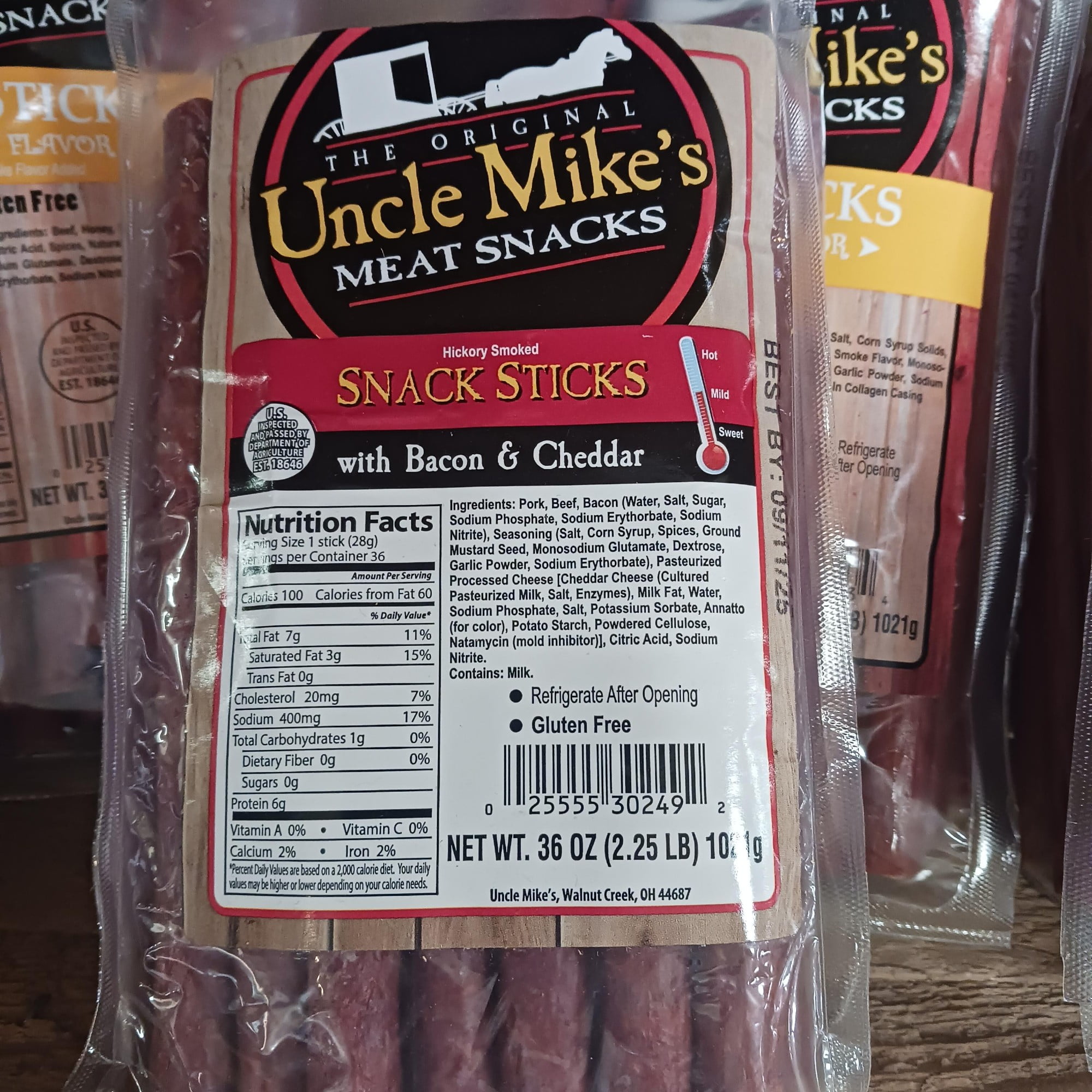 Walnut Creek Foods Jerky Sticks, Hickory Smoked Meat Snacks 2 Pound Bag, Bacon Cheddar