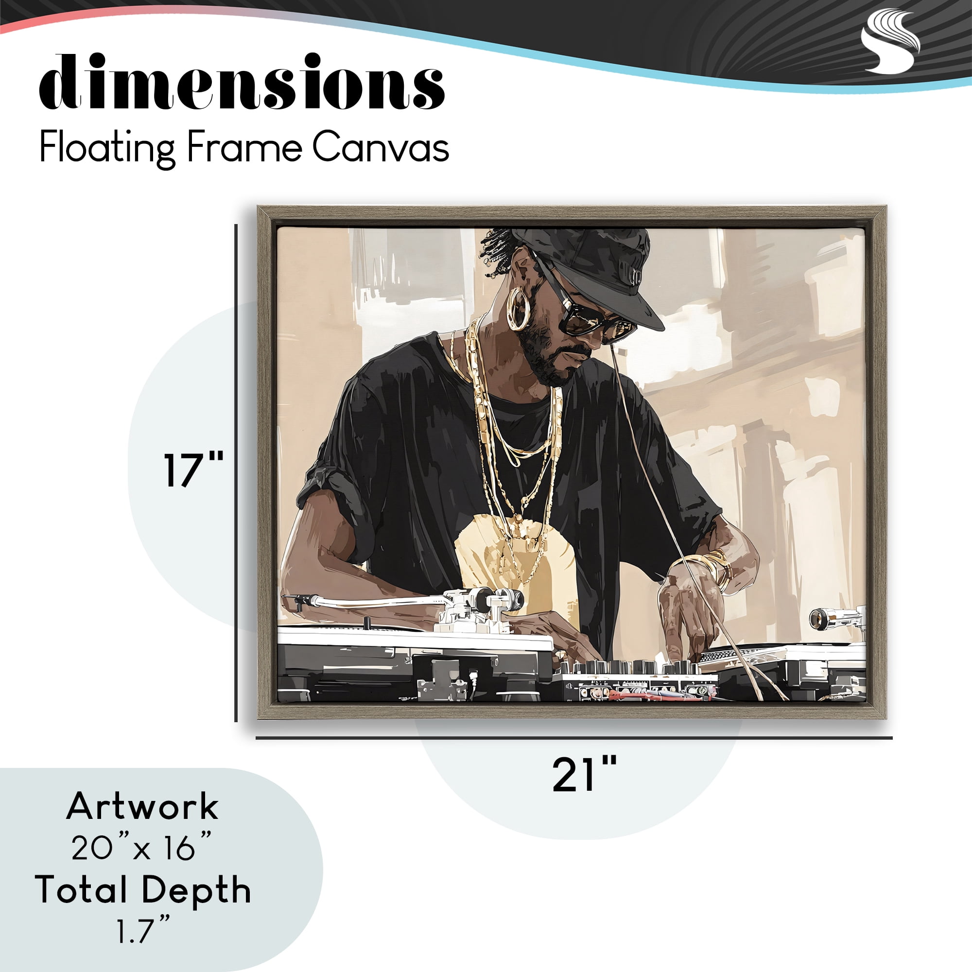 Stupell Industries Timeless DJ with Urban Rhythm Brown Framed Floater Canvas Wall Art, design by Franklyn Gregory