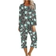 thumbnail image 2 of Matching Sets For Women Summer 2PC Round Neck Long Sleeve Two-piece Comfortable Home Pajamas Set Sports Set Up to 65% off, 2 of 5